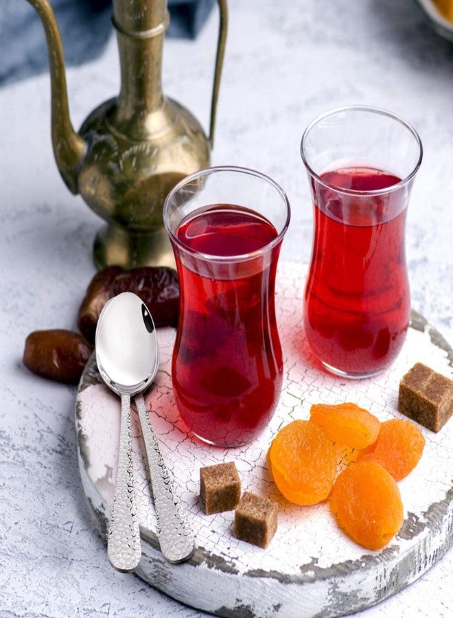 E-far Hammered Teaspoons Set of 6, E-far Stainless Steel Modern Silverware Flatware Dessert Spoons for Home, Kitchen, Restaurant, Round Edge & Mirror Polished, Dishwasher Safe - 6.7 Inches - Image 4